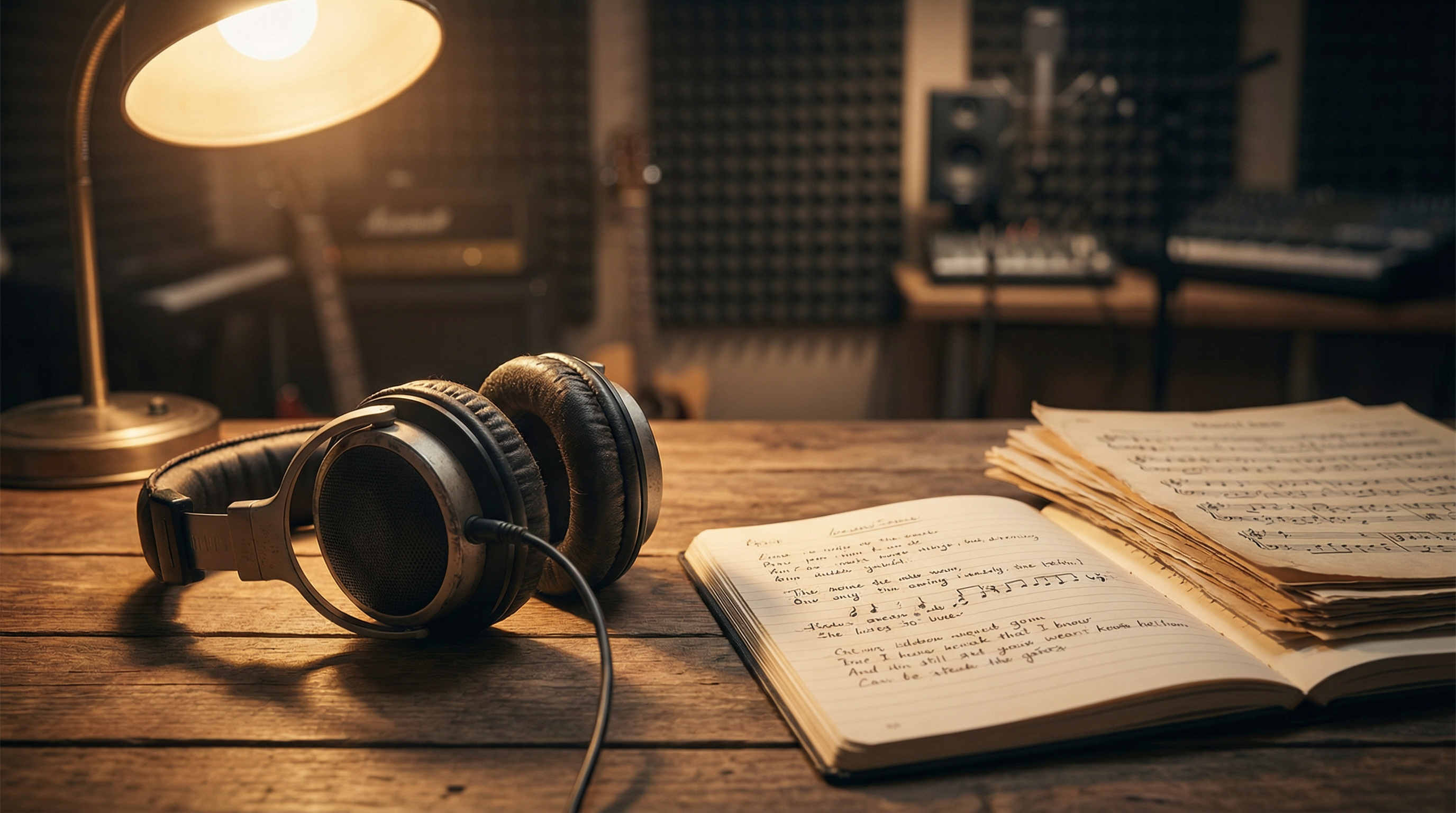 Kopfhörer und Noten